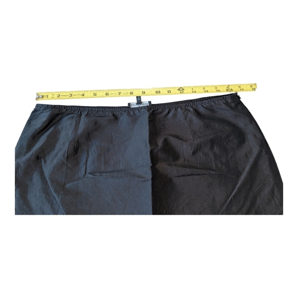 Eileen Fisher 100% Silk, Lined, Tiered Black Ruffle Skirt Size Medium - Picture 7 of 9